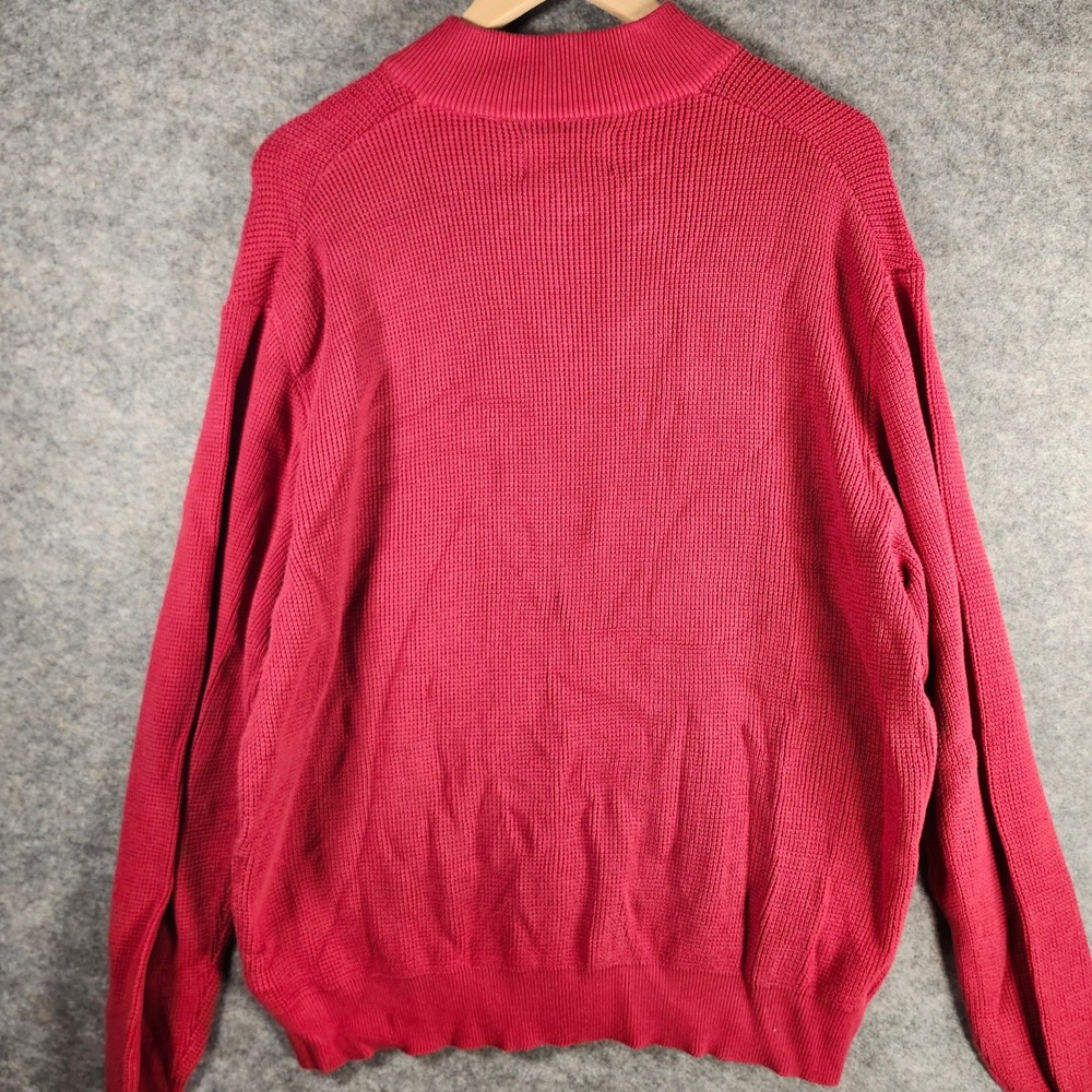 Greg Norman Mens Red 1/4 Zip Waffle Knit Sweater M India Golf Casual Relaxed Fit - Picture 9 of 10